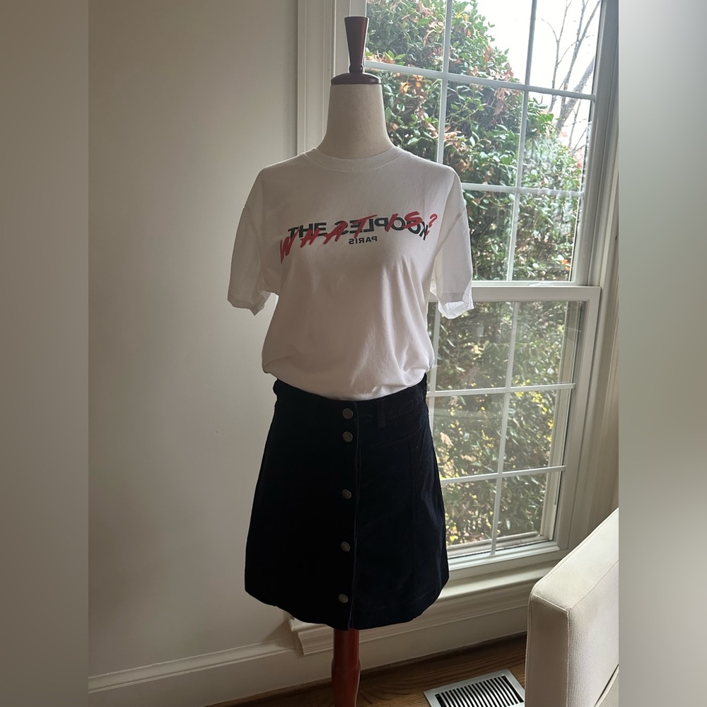 JDY DENIM DEEP NAVY CORDUROY BUTTON UP SKIRT SZ S